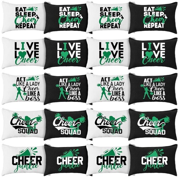20 Pcs Cheer Makeup Bags Bulk Cheerleader Gifts for Women Canvas Cheer Cosmetic - Picture 1 of 6